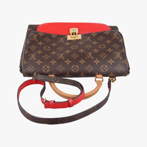 Pre-owned Louis Vuitton MARIGNAN Brown × Coquelicot Monogram Canvas×calf leather M44286 shoulderbag | stylenewstar