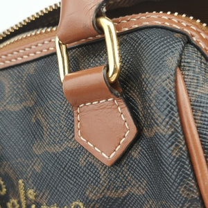 Pre-owned Celine Triomphe Boston Brown PVC coated canvas x leather shoulderbag | stylenewstar