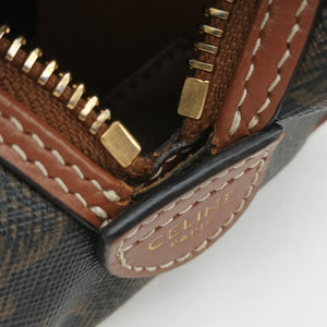 Pre-owned Celine Triomphe Boston Brown PVC coated canvas x leather shoulderbag | stylenewstar