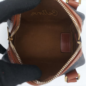 Pre-owned Celine Triomphe Boston Brown PVC coated canvas x leather shoulderbag | stylenewstar