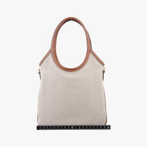 Pre-owned Miu Miu Ivy Ivory×Brown Canvas× leather 5BA281 handbag | stylenewstar