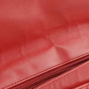 Vintage Chanel Chevron Jersey Trim Leo Lion Red Leather A49312 shoulderbag | stylenewstar