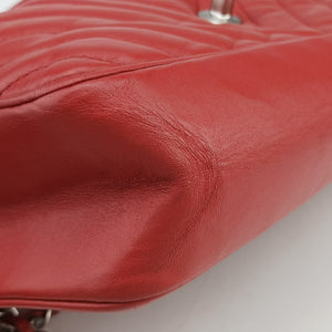 Vintage Chanel Chevron Jersey Trim Leo Lion Red Leather A49312 shoulderbag | stylenewstar