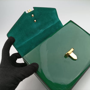 Pre-owned Gucci Sylvie Green Patent Leather 589479 handbag | stylenewstar