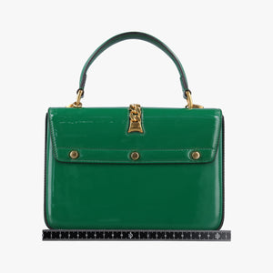 Pre-owned Gucci Sylvie Green Patent Leather 589479 handbag | stylenewstar
