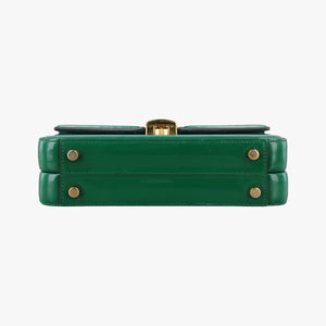 Pre-owned Gucci Sylvie Green Patent Leather 589479 handbag | stylenewstar