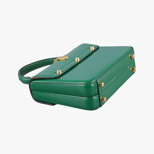 Pre-owned Gucci Sylvie Green Patent Leather 589479 handbag | stylenewstar