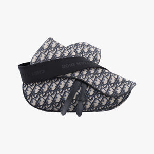 Pre-owned Christian Dior Saddle Navy Jacquard×Leather crossbodybag | stylenewstar