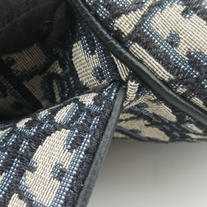 Pre-owned Christian Dior Saddle Navy Jacquard×Leather crossbodybag | stylenewstar