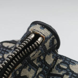 Pre-owned Christian Dior Saddle Navy Jacquard×Leather crossbodybag | stylenewstar