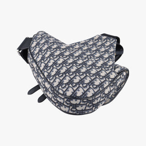 Pre-owned Christian Dior Saddle Navy Jacquard×Leather crossbodybag | stylenewstar