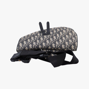 Pre-owned Christian Dior saddle Navy Jacquard×Leather bum bag/waist bag | stylenewstar
