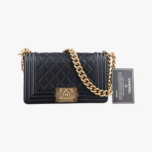 Vintage Chanel BOY CHANEL Black caviar skin A67085 shoulderbag | stylenewstar