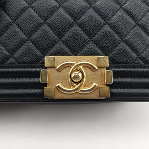 Vintage Chanel BOY CHANEL Black caviar skin A67085 shoulderbag | stylenewstar