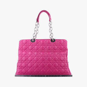 Pre-owned Christian Dior Cannage Dior Soft Shopping Rose lambskin shoulderbag | stylenewstar