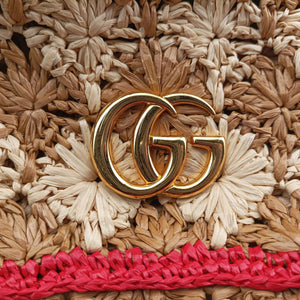 Secondhand Gucci GG Marmont Beige×Multicolour straw 574433 shoulderbag | stylenewstar
