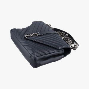Pre-owned Yves Saint Laurent COLLEGE Navy Leather 428056 shoulderbag | stylenewstar