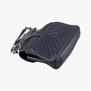 Pre-owned Yves Saint Laurent COLLEGE Navy Leather 428056 shoulderbag | stylenewstar