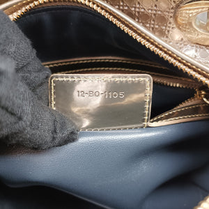 Pre-owned Christian Dior Lady Dior Golden Patent Leather shoulderbag | stylenewstar