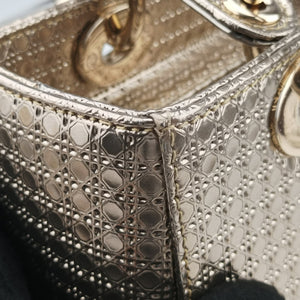 Pre-owned Christian Dior Lady Dior Golden Patent Leather shoulderbag | stylenewstar