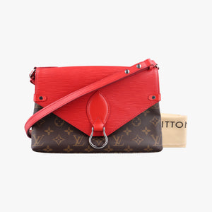 Secondhand Louis Vuitton SAINT MICHEL brown×COQUELICOT Monogram Canvas×calf leather M44031 shoulderbag | stylenewstar