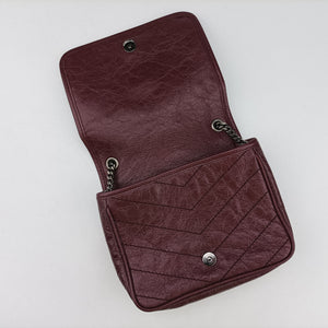 Pre-owned Yves Saint Laurent Niki Burgundy Leather 583103 shoulderbag | stylenewstar