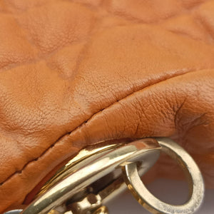 Pre-owned Christian Dior Soft Lady Dior Cannage Orange Lambskin shoulderbag | stylenewstar