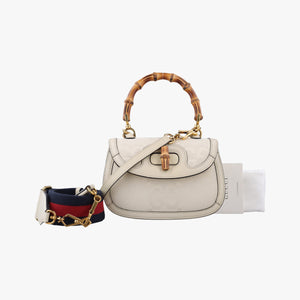 Vintage Gucci New Bamboo White canvas×leather 675797 shoulderbag | stylenewstar