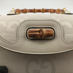 Vintage Gucci New Bamboo White canvas×leather 675797 shoulderbag | stylenewstar