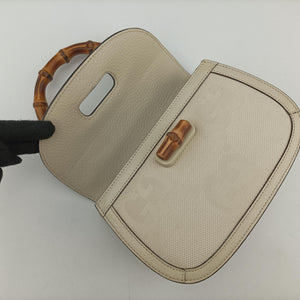 Vintage Gucci New Bamboo White canvas×leather 675797 shoulderbag | stylenewstar