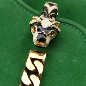 Pre-owned Gucci Nubuck Tigrette Chain Green suede 290684 shoulderbag | stylenewstar