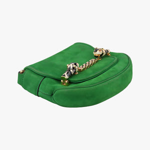Pre-owned Gucci Nubuck Tigrette Chain Green suede 290684 shoulderbag | stylenewstar