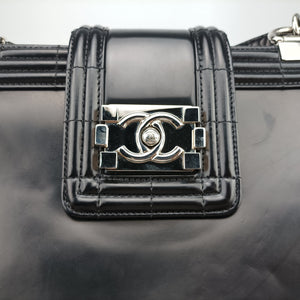 Pre-owned Chanel Jetsetter Boy Shopping Tote Black Leather A67019 shoulderbag | stylenewstar
