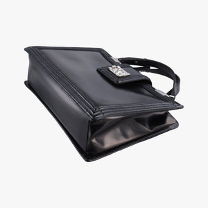 Pre-owned Chanel Jetsetter Boy Shopping Tote Black Leather A67019 shoulderbag | stylenewstar