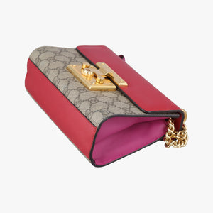 Pre-owned Gucci Padlock Beige×red×pink PVC coated canvas×Leather 409487 shoulderbag | stylenewstar