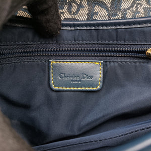 Pre-owned Christian Dior Saddle Navy Jacquard handbag | stylenewstar