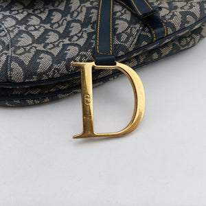 Pre-owned Christian Dior Saddle Navy Jacquard handbag | stylenewstar