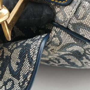 Pre-owned Christian Dior Saddle Navy Jacquard handbag | stylenewstar
