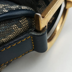 Pre-owned Christian Dior Saddle Navy Jacquard handbag | stylenewstar