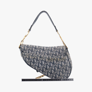 Pre-owned Christian Dior Saddle Navy Jacquard handbag | stylenewstar