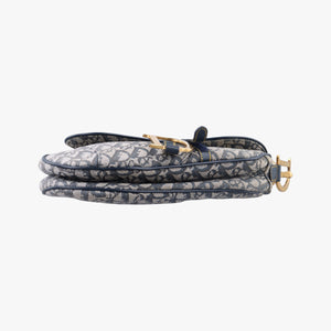 Pre-owned Christian Dior Saddle Navy Jacquard handbag | stylenewstar