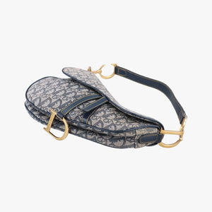 Pre-owned Christian Dior Saddle Navy Jacquard handbag | stylenewstar