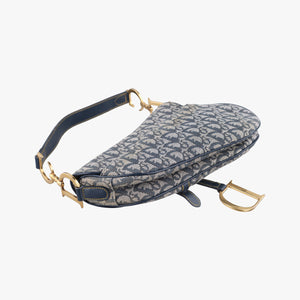 Pre-owned Christian Dior Saddle Navy Jacquard handbag | stylenewstar