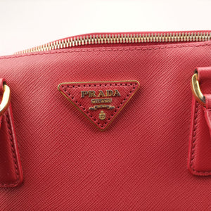 Pre-owned Prada Galleria Red SAFFIANO Leather BN1786 handbag | stylenewstar