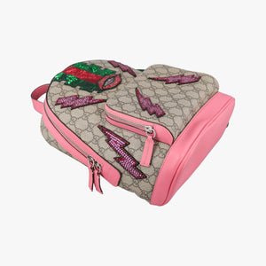 Pre-owned Gucci GG Supreme Sequins Beige×Pink×Multicolor PVC coated canvas×Leather 427631 backpack/rucksack | stylenewstar