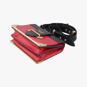 Secondhand Prada Cahier Red x Black Leather 1BD045 shoulderbag | stylenewstar