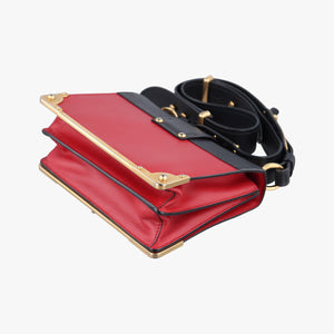 Secondhand Prada Cahier Red x Black Leather 1BD045 shoulderbag | stylenewstar