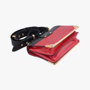 Secondhand Prada Cahier Red x Black Leather 1BD045 shoulderbag | stylenewstar