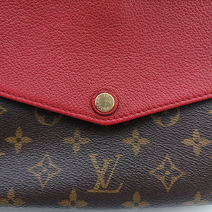 Pre-owned Louis Vuitton Twice Brown×Cerise Monogram Canvas×calf leather M50184 shoulderbag | stylenewstar