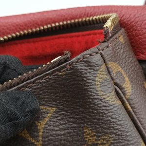 Pre-owned Louis Vuitton Twice Brown×Cerise Monogram Canvas×calf leather M50184 shoulderbag | stylenewstar